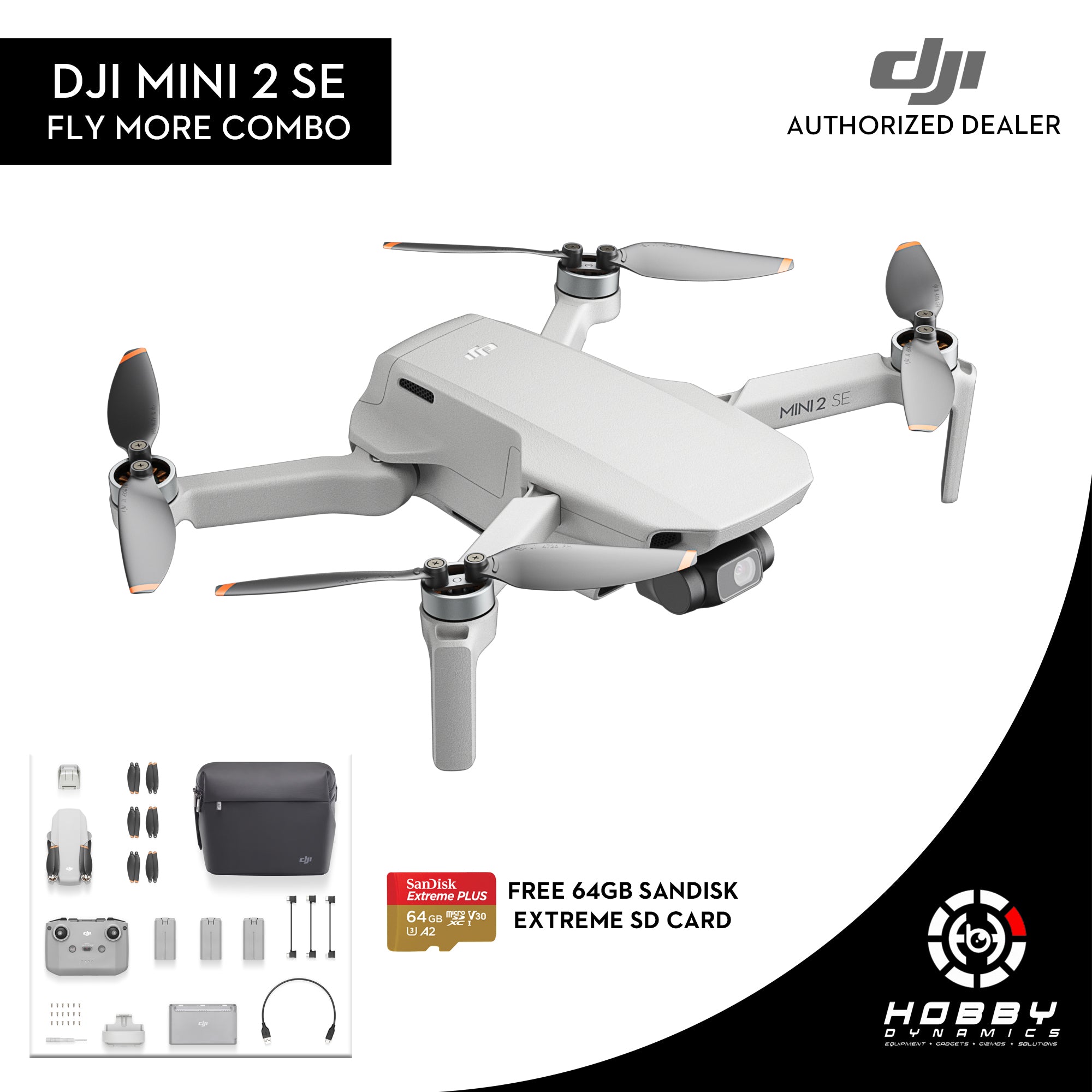 DJI Mini 2 SE Fly More Combo with FREE Sandisk Extreme 64GB SD