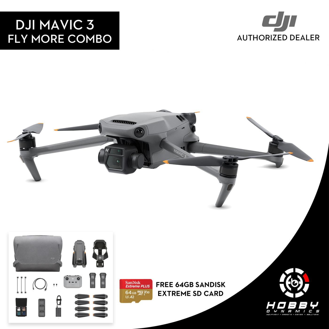 DJI Mavic 3 Fly More Combo with Free Sandisk Extreme 64GB SD Card