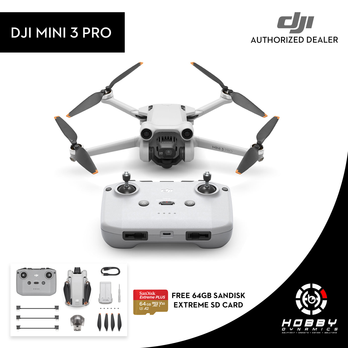 DJI Mini 3 Pro (DJI RC-N1) with  FREE  Sandisk Extreme 64GB SD Card