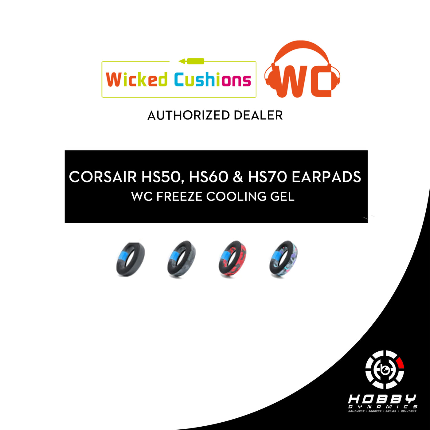 Wicked Cushions Replacement Earpads for Corsair HS50, HS60, and HS70 - WC FreeZe Cooling Gel